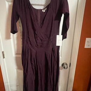 Unique Vintage Deep Purple Long Sleeve Dress